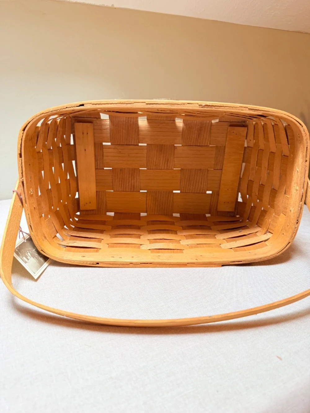 Vintage Peterboro Basket Company Small Footed Magazine Hearth Fireside Basket